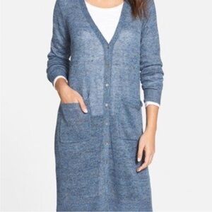 Eileen Fisher 100% Organic Linen Button Down Pocket Duster Cardigan Size M